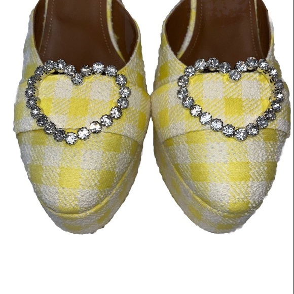 MALONE SOULIERS heels gingham plaid yellow white platform EMILY IN PARIS Camille - Picture 6 of 14